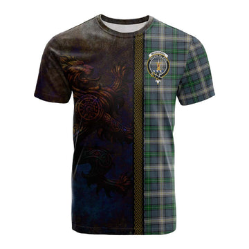 Tartan Vibes Clothing MacDowall (McDowall) Tartan Family Crest Cotton T-shirt Alba Gu Brath Be Brave Lion Ancient Style