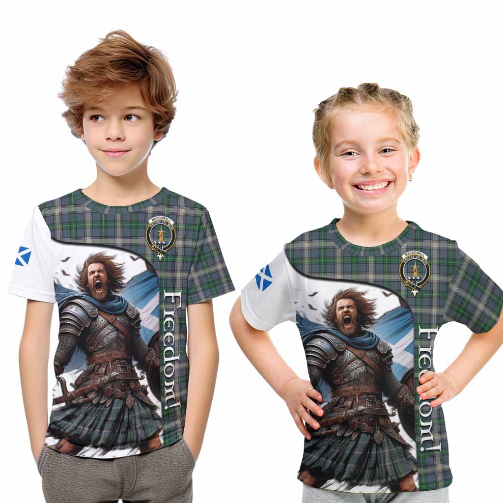 Tartan Vibes Clothing MacDowall (McDowall) Crest Tartan Kid T-Shirt Inspired by the Freedom of Scottish Warrior