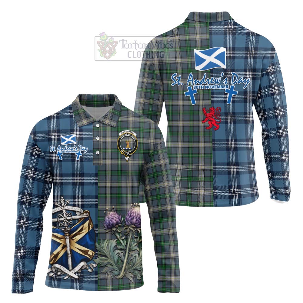 MacDowall (McDowall) Tartan Long Sleeve Polo Shirt Happy St. Andrew's Day Half Tartan Style Unisex - Tartan Vibes Clothing