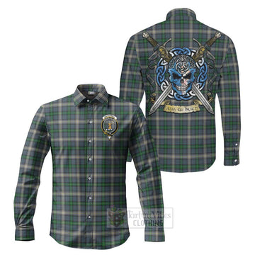 MacDowall (McDowall) Tartan Long Sleeve Button Shirt with Family Crest Celtic Skull Style Men's Shirt S - Tartan Vibes Clothing