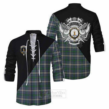 MacDowall (McDowall) Tartan Ghillie Kilt Shirt with Family Crest and Military Logo Style Men - Tartan Vibes Clothing
