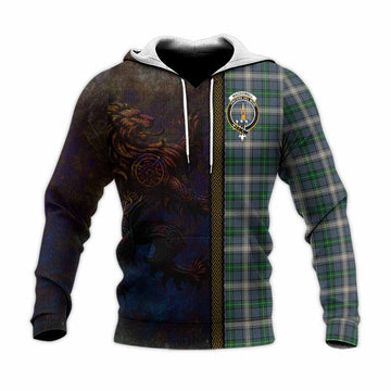 Tartan Vibes Clothing MacDowall (McDowall) Tartan Family Crest Knitted Hoodie Alba Gu Brath Be Brave Lion Ancient Style