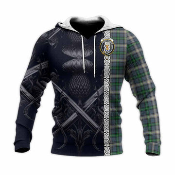 MacDowall (McDowall) Tartan Knitted Hoodie with Family Crest Cross Sword Thistle Celtic Vibes Unisex Knitted Pullover Hoodie - Tartan Vibes Clothing