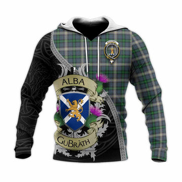 MacDowall (McDowall) Tartan Family Crest Knitted Hoodie Lion Rampant Royal Thistle Shield Celtic Inspired Unisex Knitted Pullover Hoodie - Tartan Vibes Clothing