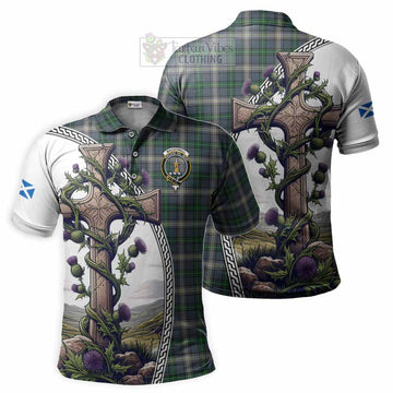 MacDowall (McDowall) Tartan Polo Shirt with Family Crest and St. Andrew's Cross Accented by Thistle Vines Kid - Tartan Vibes Clothing