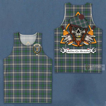 MacDowall (McDowall) Tartan Men's Tank Top with Family Crest and Bearded Skull Holding Bottles of Whiskey Men - Tartan Vibes Clothing
