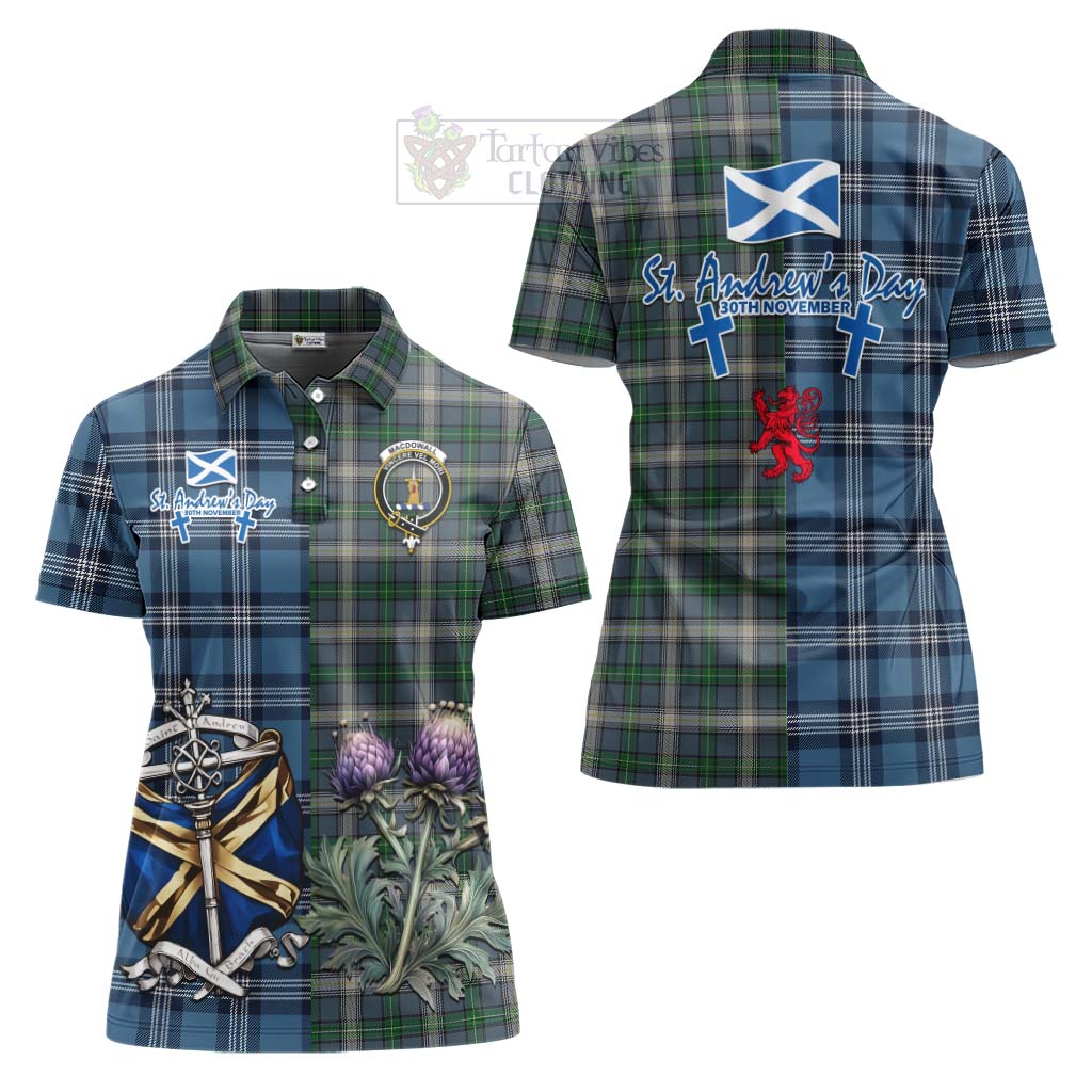 MacDowall (McDowall) Tartan Women's Polo Shirt Happy St. Andrew's Day Half Tartan Style Women - Tartan Vibes Clothing