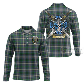 MacDowall (McDowall) Tartan Long Sleeve Polo Shirt with Family Crest Celtic Skull Style Unisex - Tartan Vibes Clothing