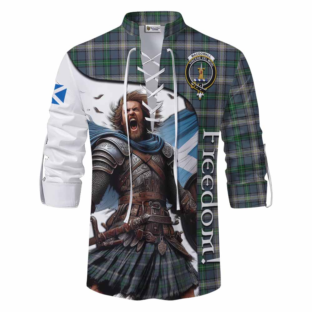 Tartan Vibes Clothing MacDowall (McDowall) Crest Tartan Ghillie Kilt Shirt Inspired by the Freedom of Scottish Warrior