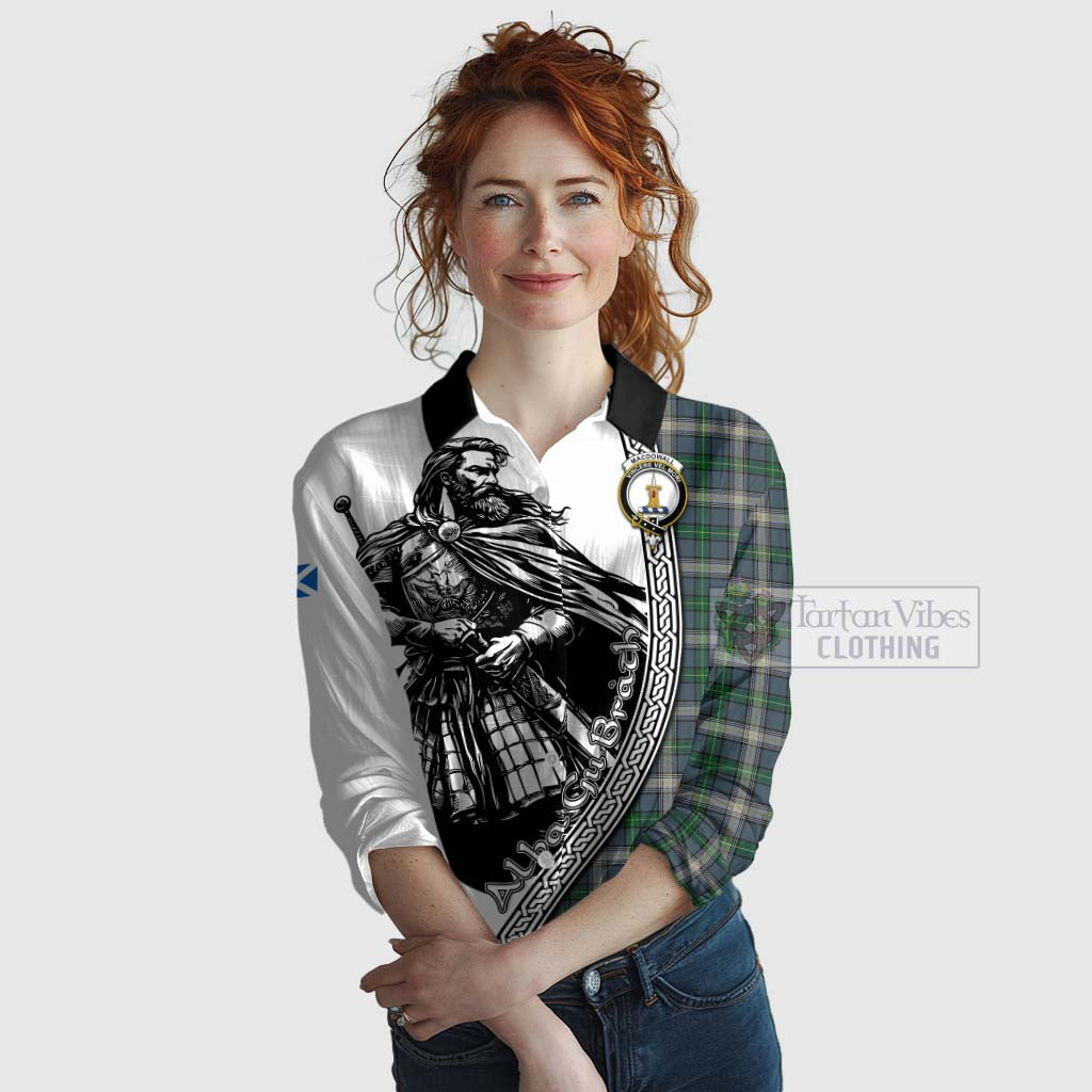 MacDowall (McDowall) Tartan Clan Crest Women's Casual Shirt with Highlander Warrior Celtic Style Female - Tartan Vibes Clothing