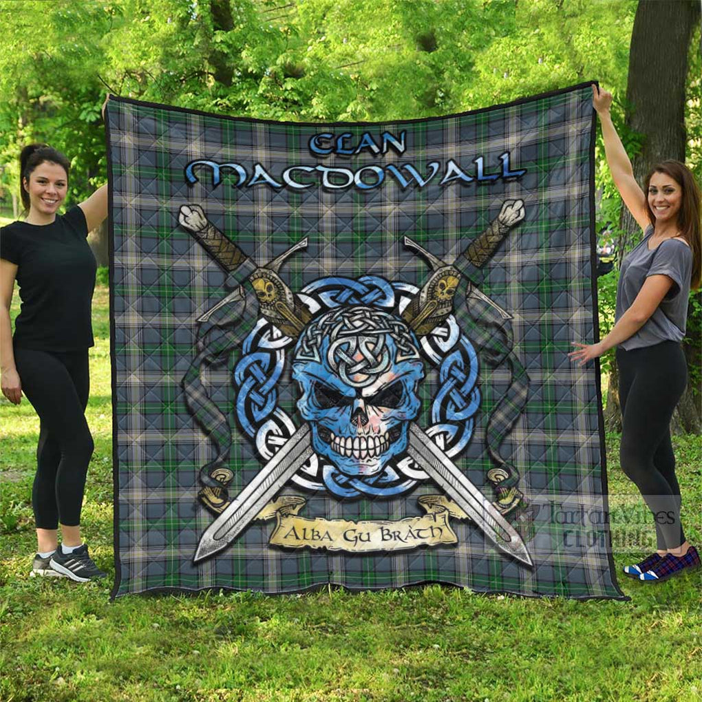MacDowall (McDowall) Tartan Quilt with Celtic Skull Alba Gu Brath Style Super King Quilt 91" x 110" - Tartan Vibes Clothing