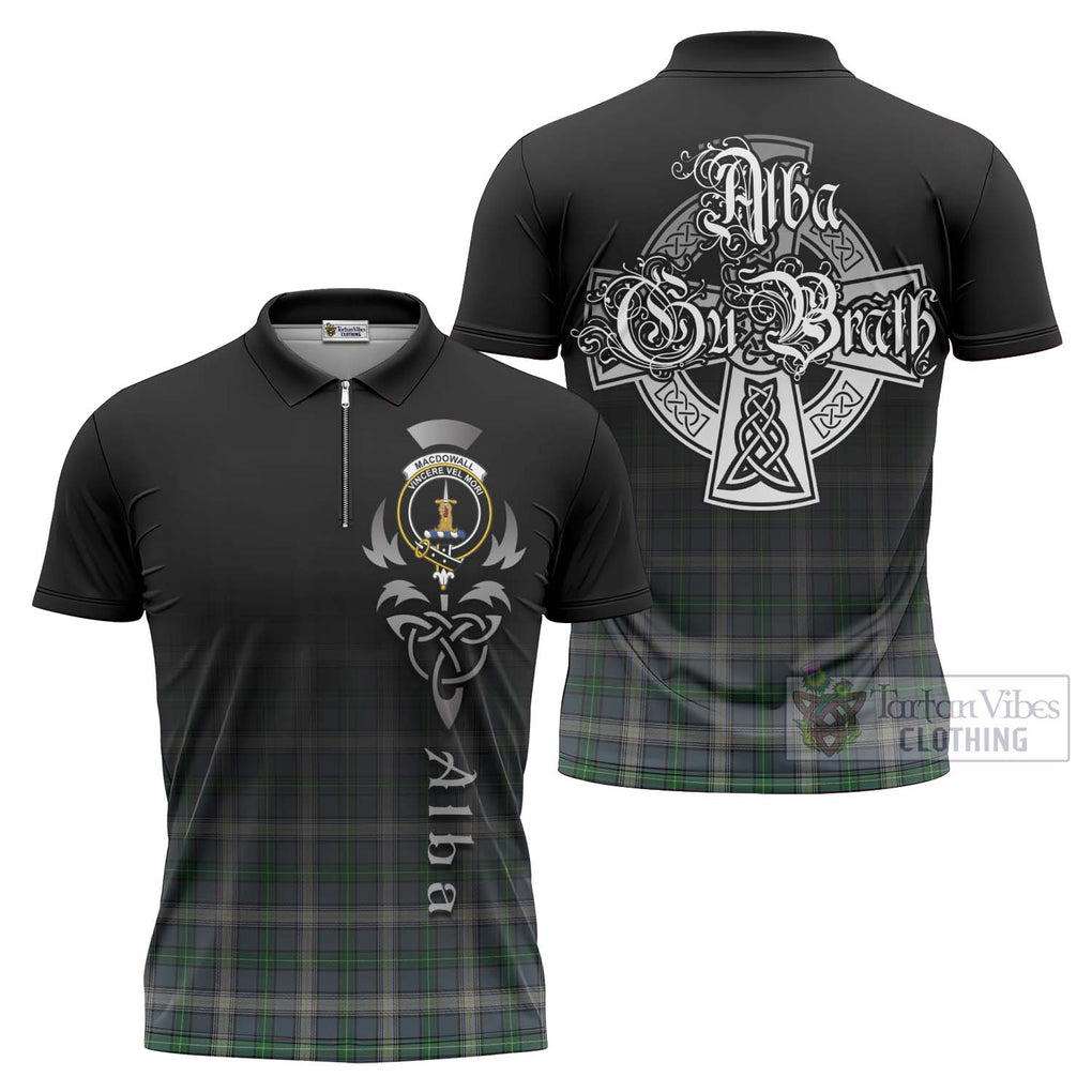 MacDowall (McDowall) Tartan Zipper Polo Shirt Featuring Alba Gu Brath Family Crest Celtic Inspired Unisex - Tartan Vibes Clothing