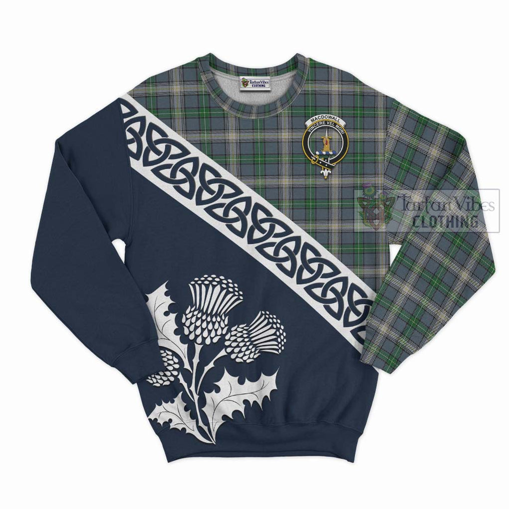 MacDowall (McDowall) Tartan Sweatshirt Featuring Thistle and Scotland Map Unisex - Tartan Vibes Clothing