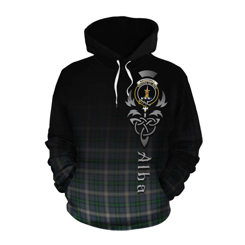Tartan Vibes Clothing MacDowall (McDowall) Tartan Cotton Hoodie Featuring Alba Gu Brath Family Crest Celtic Inspired