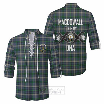 MacDowall (McDowall) Tartan Ghillie Kilt Shirt with Family Crest DNA In Me Style Men - Tartan Vibes Clothing