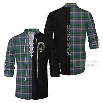MacDowall (McDowall) Tartan Ghillie Kilt Shirt with Family Crest and Half Of Me Style Men - Tartan Vibes Clothing