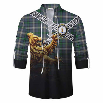 MacDowall (McDowall) Crest Tartan Ghillie Kilt Shirt with Golden Lion Emblem Celtic Style Men - Tartan Vibes Clothing