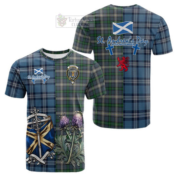 MacDowall (McDowall) Tartan Cotton T-shirt Happy St. Andrew's Day Half Tartan Style Kid's Shirt - Tartan Vibes Clothing