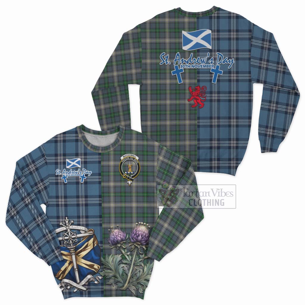 MacDowall (McDowall) Tartan Sweatshirt Happy St. Andrew's Day Half Tartan Style Unisex - Tartan Vibes Clothing