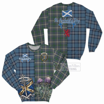 MacDowall (McDowall) Tartan Sweatshirt Happy St. Andrew's Day Half Tartan Style Unisex - Tartan Vibes Clothing