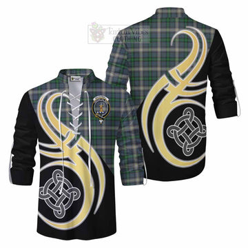 MacDowall (McDowall) Tartan Ghillie Kilt Shirt with Family Crest and Celtic Symbol Style Men - Tartan Vibes Clothing