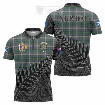MacDowall (McDowall) Crest Tartan Zipper Polo Shirt with New Zealand Silver Fern Half Style Unisex - Tartan Vibes Clothing