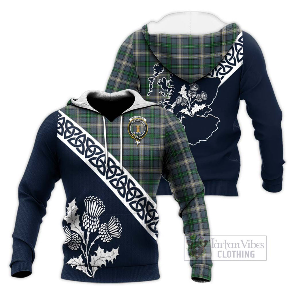 MacDowall (McDowall) Tartan Knitted Hoodie Featuring Thistle and Scotland Map Unisex Knitted Pullover Hoodie - Tartan Vibes Clothing