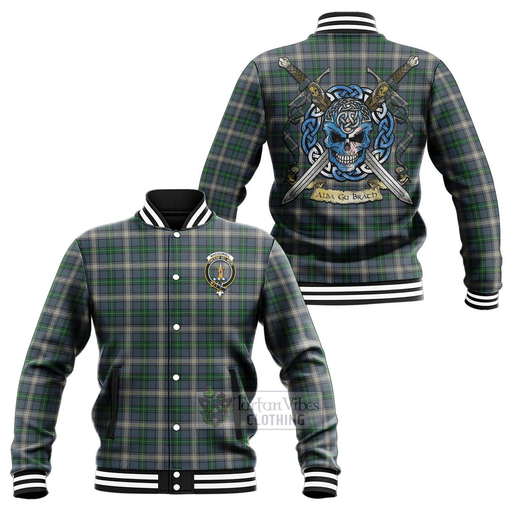 MacDowall (McDowall) Tartan Baseball Jacket with Family Crest Celtic Skull Style Unisex - Tartan Vibes Clothing