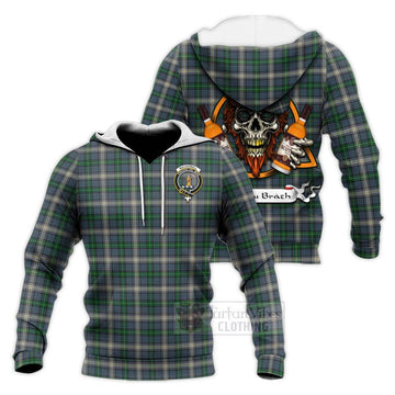 MacDowall (McDowall) Tartan Knitted Hoodie with Family Crest and Bearded Skull Holding Bottles of Whiskey Unisex Knitted Pullover Hoodie - Tartan Vibes Clothing