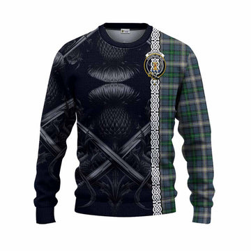 MacDowall (McDowall) Tartan Knitted Sweater with Family Crest Cross Sword Thistle Celtic Vibes Unisex - Tartan Vibes Clothing