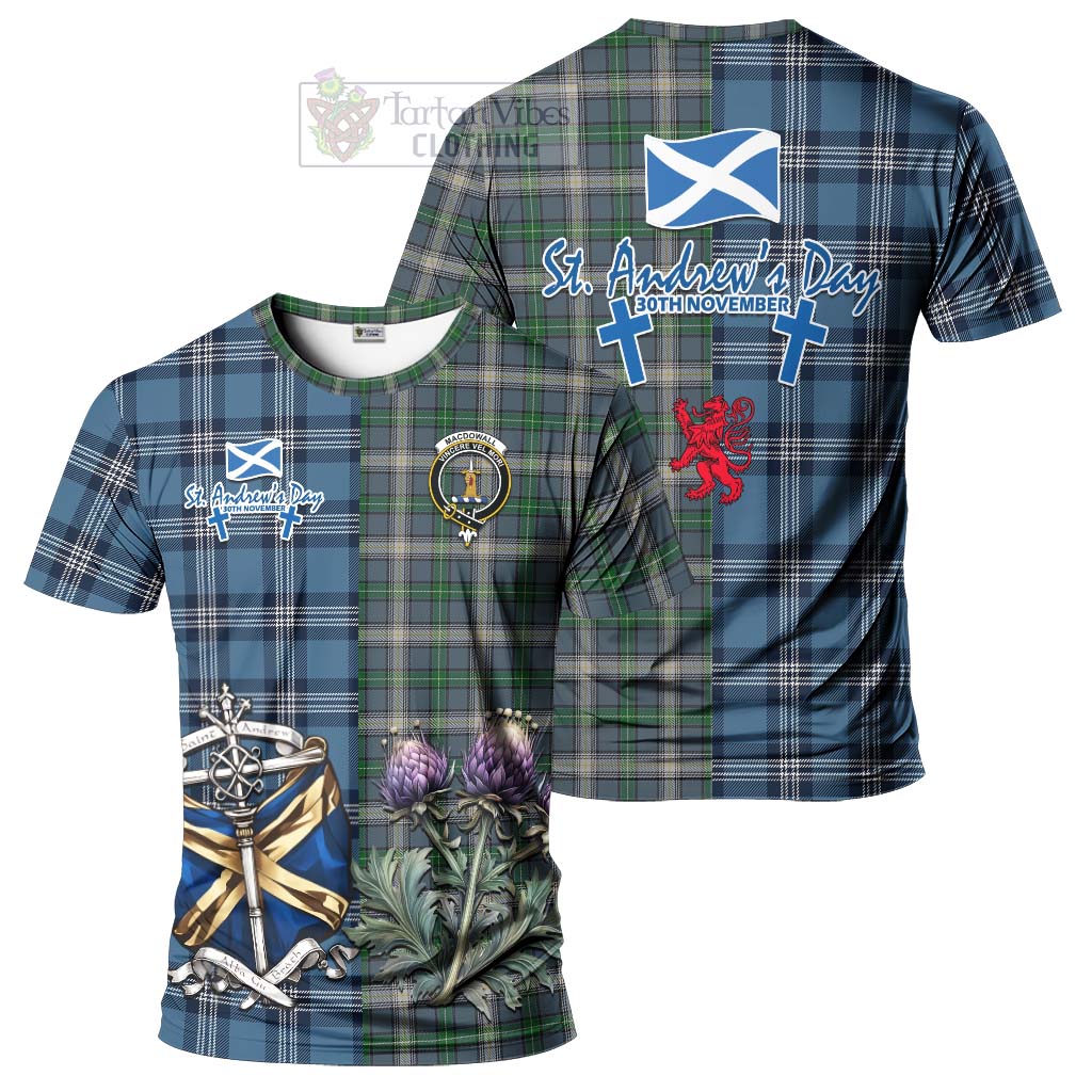MacDowall (McDowall) Tartan T-Shirt Happy St. Andrew's Day Half Tartan Style Kid's Shirt - Tartan Vibes Clothing