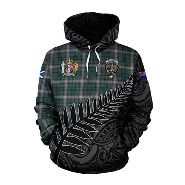 MacDowall (McDowall) Crest Tartan Cotton Hoodie with New Zealand Silver Fern Half Style Pullover Hoodie XS - Tartan Vibes Clothing