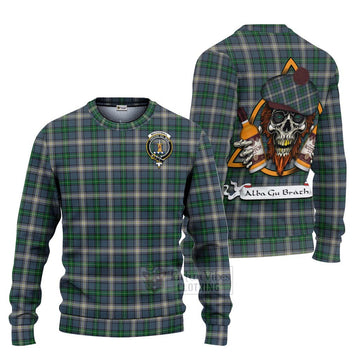 MacDowall (McDowall) Tartan Ugly Sweater with Family Crest and Bearded Skull Holding Bottles of Whiskey Unisex - Tartan Vibes Clothing