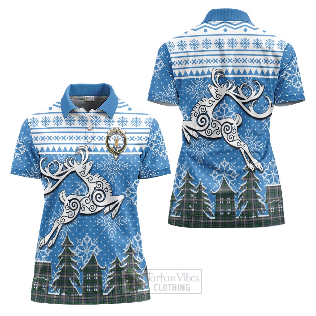 MacDowall (McDowall) Clan Christmas Women's Polo Shirt Celtic Reindeer Style Women - Tartan Vibes Clothing