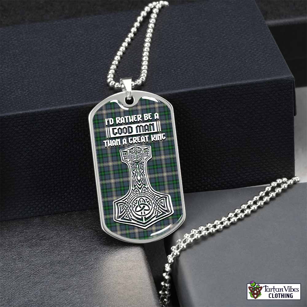 MacDowall (McDowall) Tartan Dog Tag Necklace Viking Mjolnir Style Silver No - Tartan Vibes Clothing