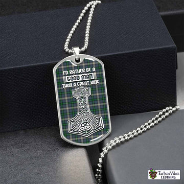 MacDowall (McDowall) Tartan Dog Tag Necklace Viking Mjolnir Style Silver No - Tartan Vibes Clothing