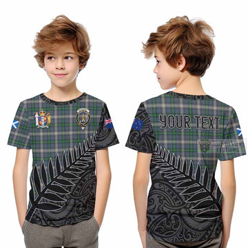 MacDowall (McDowall) Crest Tartan Kid T-Shirt with New Zealand Silver Fern Half Style Youth XL Size14 - Tartan Vibes Clothing