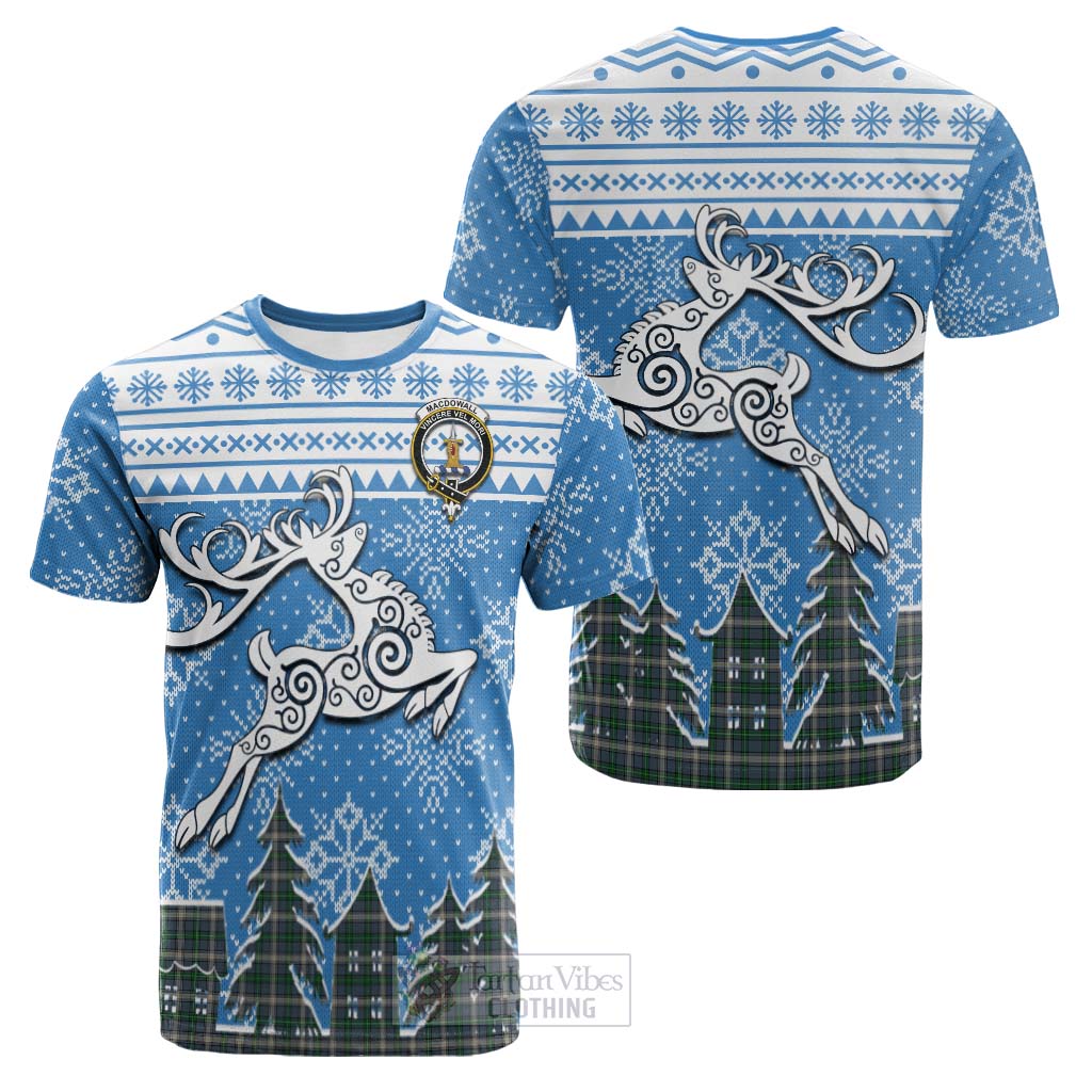 MacDowall (McDowall) Clan Christmas Cotton T-shirt Celtic Reindeer Style Kid's Shirt - Tartan Vibes Clothing