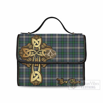 Tartan Vibes Clothing MacDowall (McDowall) Tartan Waterproof Canvas Bag Golden Thistle Celtic Cross Style