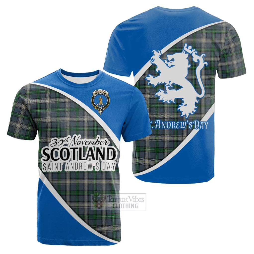 Tartan Vibes Clothing MacDowall (McDowall) Family Crest Tartan Cotton T-shirt Celebrate Saint Andrew's Day in Style