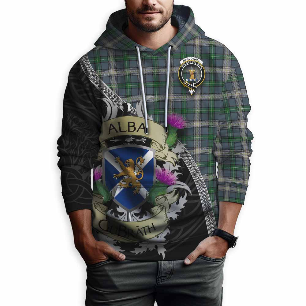 MacDowall (McDowall) Tartan Family Crest Hoodie Lion Rampant Royal Thistle Shield Celtic Inspired Pullover Hoodie - Tartan Vibes Clothing