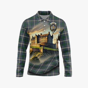 MacDowall (McDowall) Tartan Family Crest Long Sleeve Polo Shirt with Scottish Ancient Castle Style Unisex - Tartan Vibes Clothing