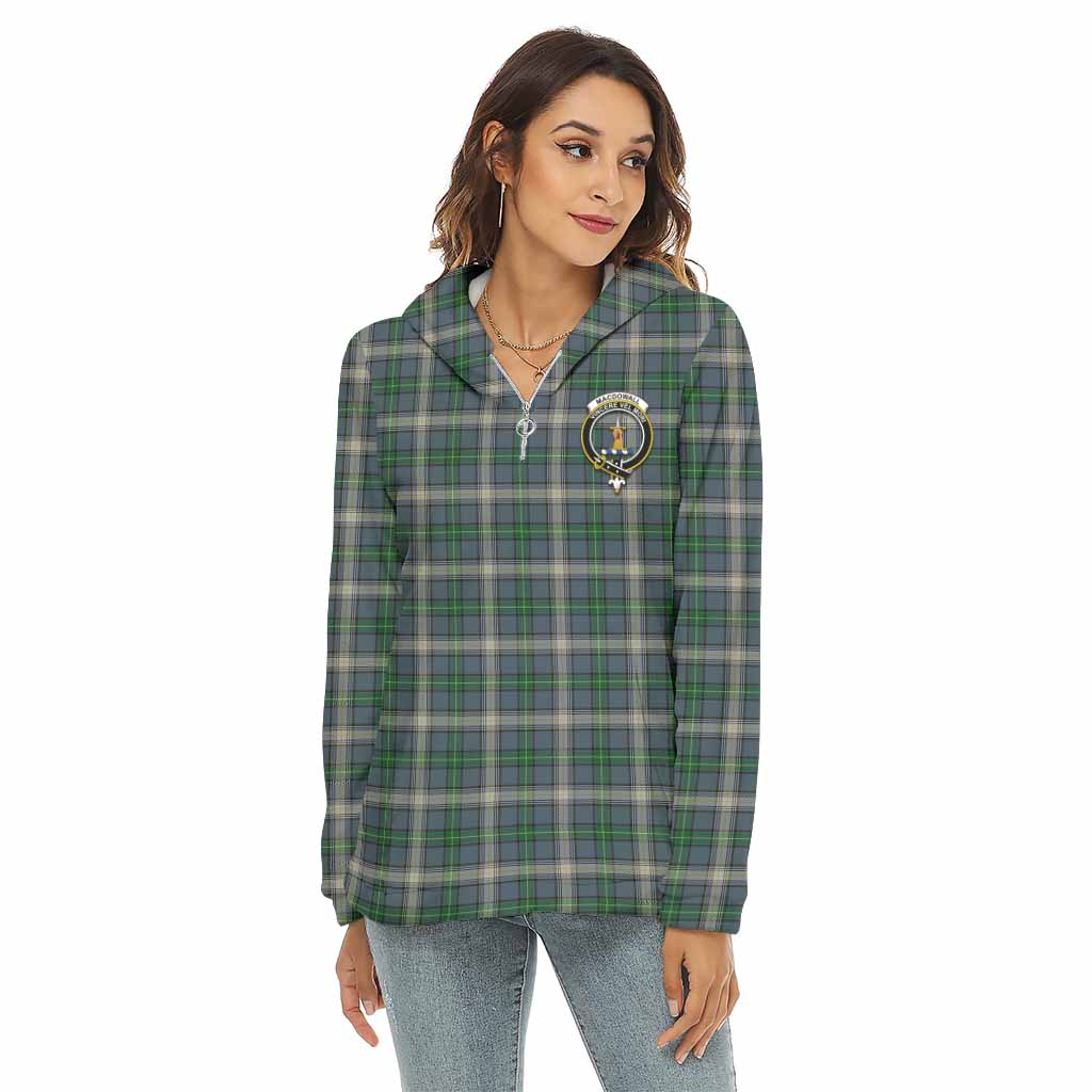 MacDowall (McDowall) Tartan Women's Borg Fleece Hoodie with Half Zip with Family Crest Female - Tartan Vibes Clothing
