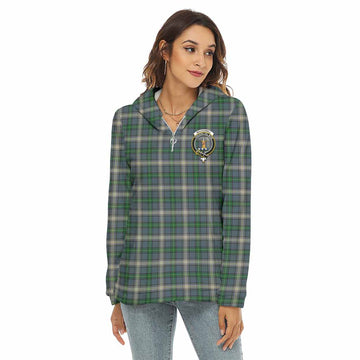 MacDowall (McDowall) Tartan Women's Borg Fleece Hoodie with Half Zip with Family Crest Female - Tartan Vibes Clothing