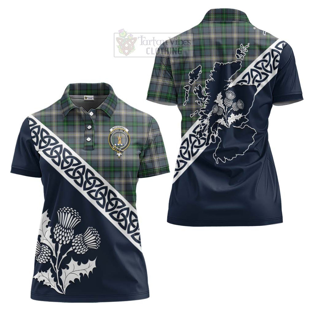 MacDowall (McDowall) Tartan Women's Polo Shirt Featuring Thistle and Scotland Map Women - Tartanvibesclothing Store