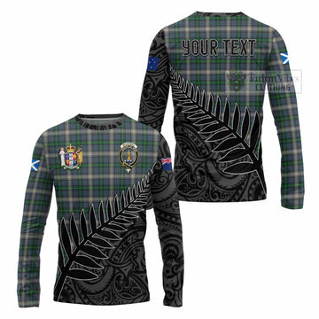 MacDowall (McDowall) Crest Tartan Long Sleeve T-Shirt with New Zealand Silver Fern Half Style Unisex - Tartan Vibes Clothing