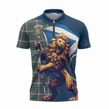 MacDowall (McDowall) Tartan Family Crest Zipper Polo Shirt with Scottish Majestic Lion Unisex - Tartan Vibes Clothing