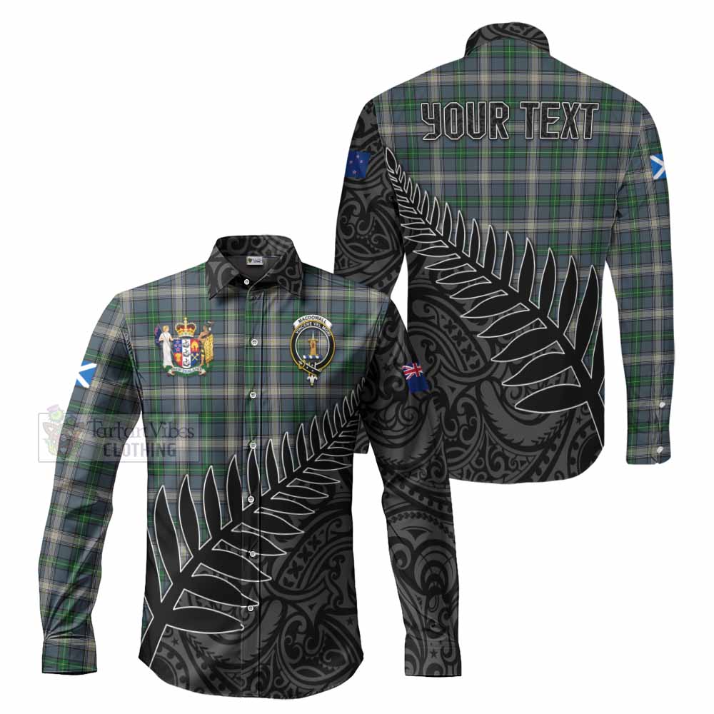 MacDowall (McDowall) Crest Tartan Long Sleeve Button Shirt with New Zealand Silver Fern Half Style Men's Shirt S - Tartan Vibes Clothing