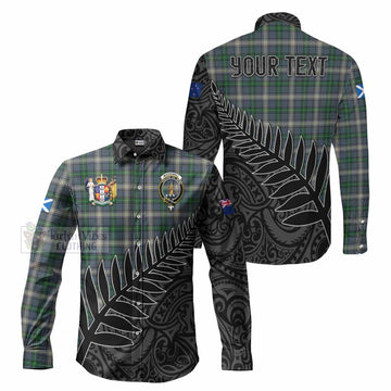 MacDowall (McDowall) Crest Tartan Long Sleeve Button Shirt with New Zealand Silver Fern Half Style Men's Shirt S - Tartan Vibes Clothing