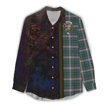 MacDowall (McDowall) Tartan Family Crest Women's Casual Shirt Alba Gu Brath Be Brave Lion Ancient Style Female - Tartan Vibes Clothing